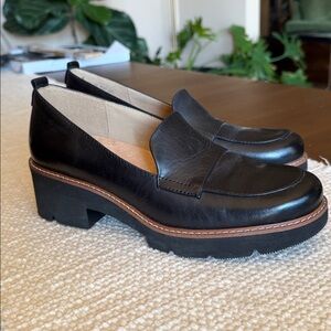 Naturalizer Black Leather Women's Wedge Loafers